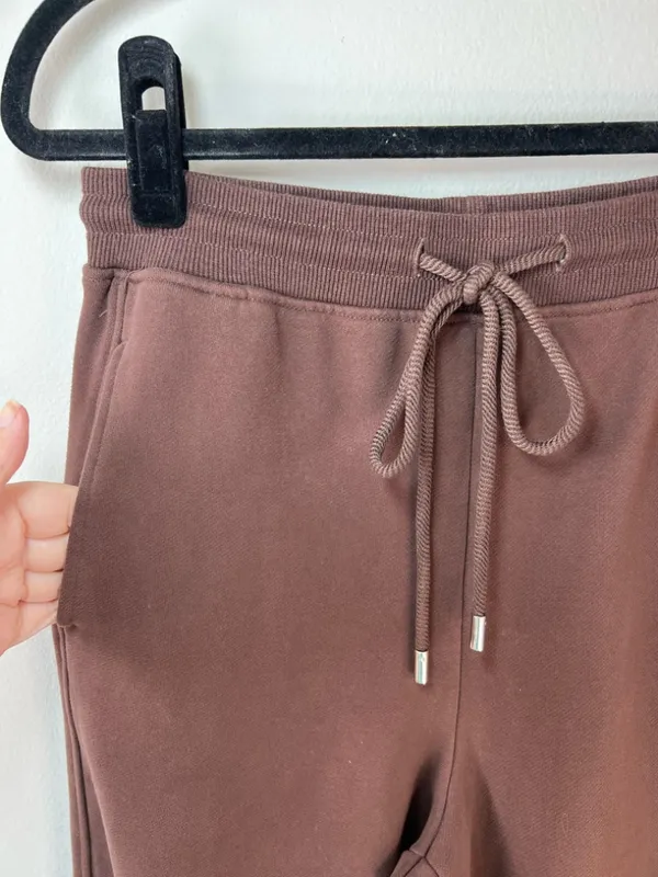 Nap Balloon Hem Barrel Joggers Sweatpants Brown Drawstring Neutral Loungewear Sm - Image 3