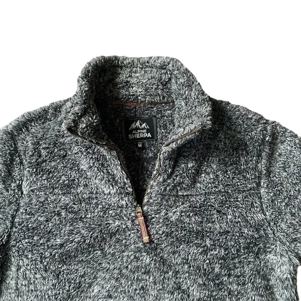 Alpine Sherpa women's M gray quarter zip pullover long sleeve zip up collared - Image 5