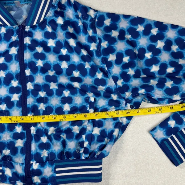 Free People FP Movement Top Speed Tennis Jacket Blue Floral Bomber Size M - Image 7