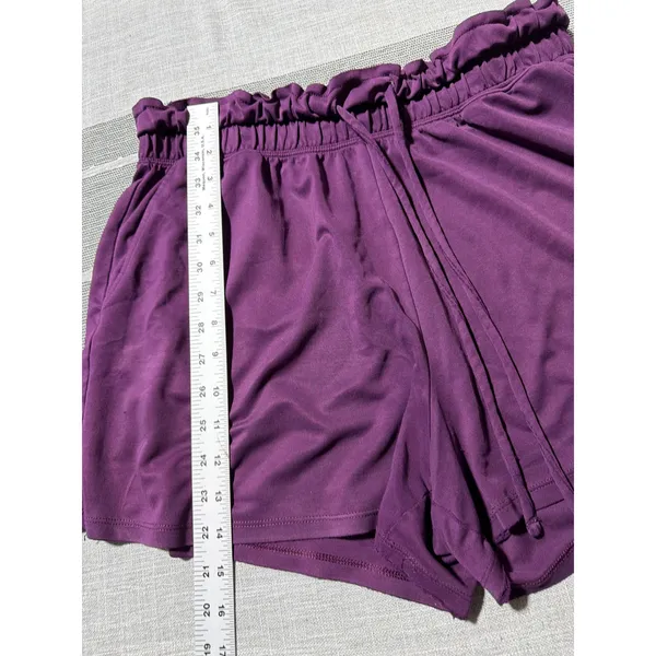 Fabletics Womens Purple Paperbag Waist Shorts‎ Drawstring Casual Lounge Size M - Image 2