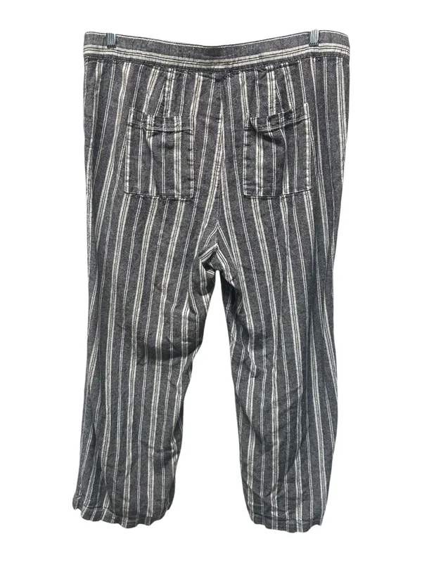 GAP Blue and White Vertical Stripe Wide-Leg Drawstring Linen Pants - Image 3