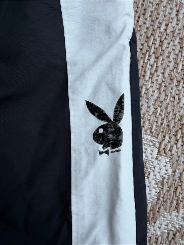 PLAYBOY by PacSun Black and White Side-Stripe Joggers - Image 2