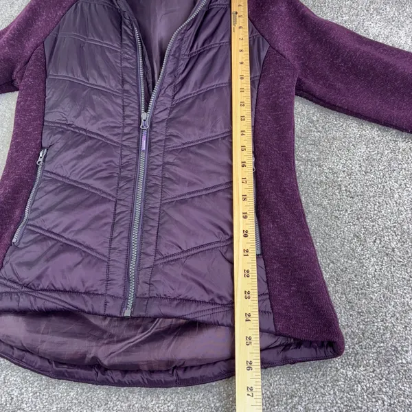 Mondetta‎ Womens M Purple Quilted Fleece Lined Full Zip Hooded Jacket Athletic - Image 3