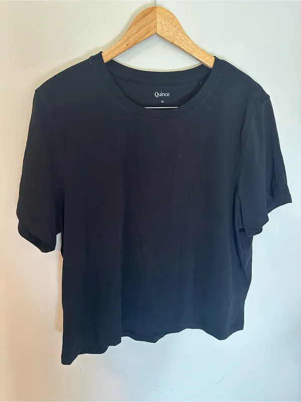 NWT Quince 100% cotton boxy crew neck tee black extra large - Image 2