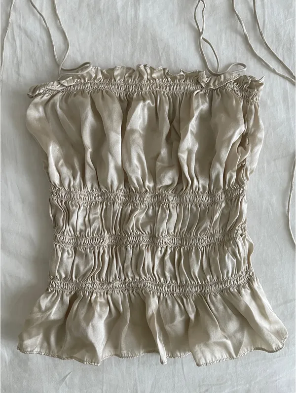 Satin silk top Tan Size XS - Image 2