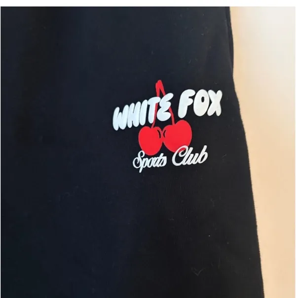 White fox boutique Club 14 Cassie cherry sport logo black Wide Leg Sweatpants ❤️ - Image 6