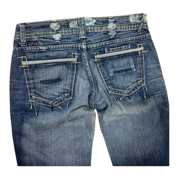 Yanuk Women Flare Jeans Size 25 Blue Denim Low-Rise Waist Cotton Bootcut Boho - Image 5