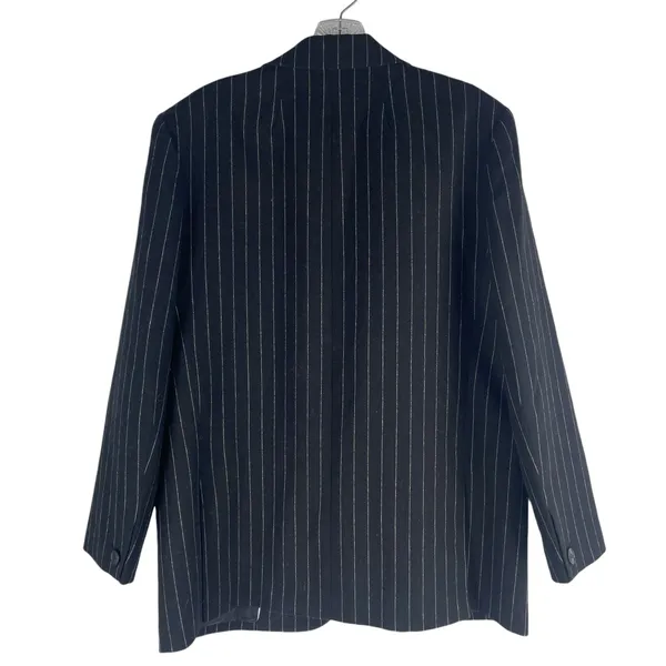Madewell Wool Blend Oversized Blazer Jacket in Pinstripe Black Size 8 - Image 8