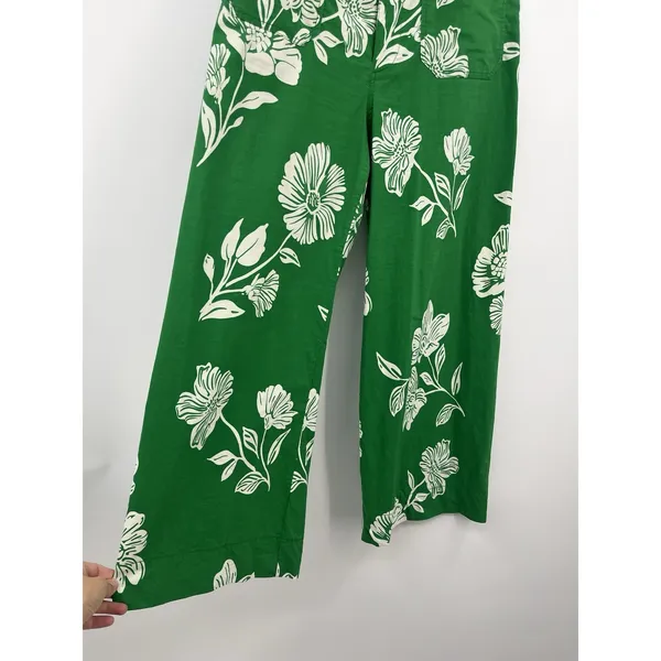 Women's Pants Marve Green Colette 30 Floral High Waist Crop Resort Kelly Bright - Image 3