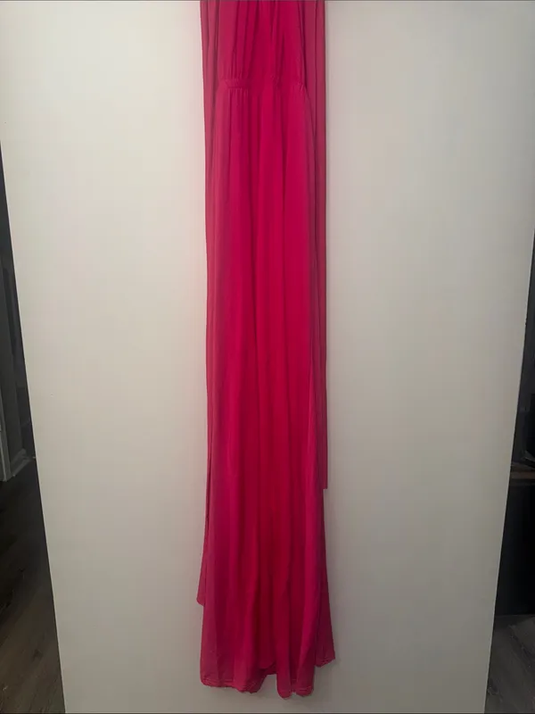 Halter Convertible Multi Way Spaghetti Strap Wedding Cocktail Maxi Gown Pink Size XL - Image 5
