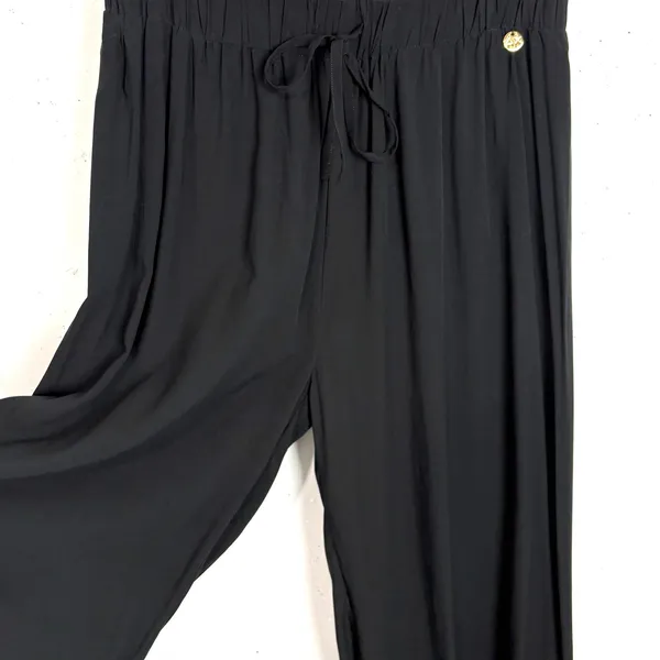 Sun68 Womens Viscose Wide Leg Drawstring Pants Black Relaxed Beach Size Medium - Image 11