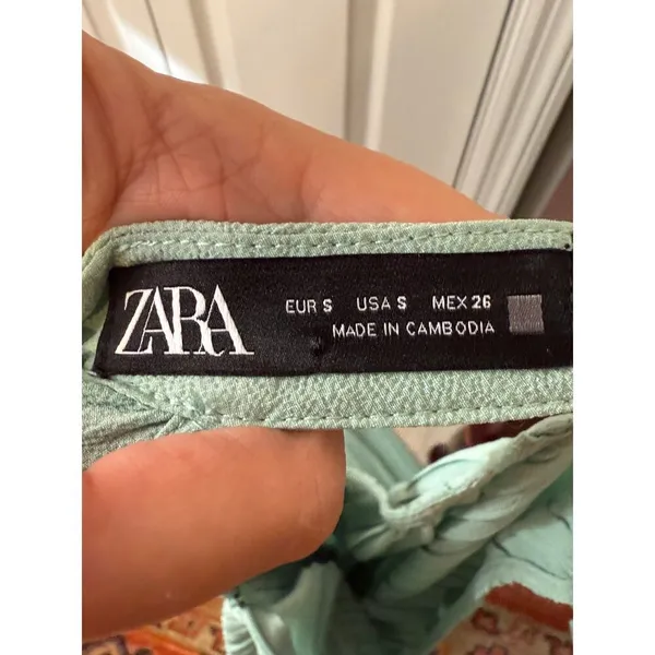 Zara Sea Green‎ Pleated Halter Neck Jumpsuit Size Small - Image 2
