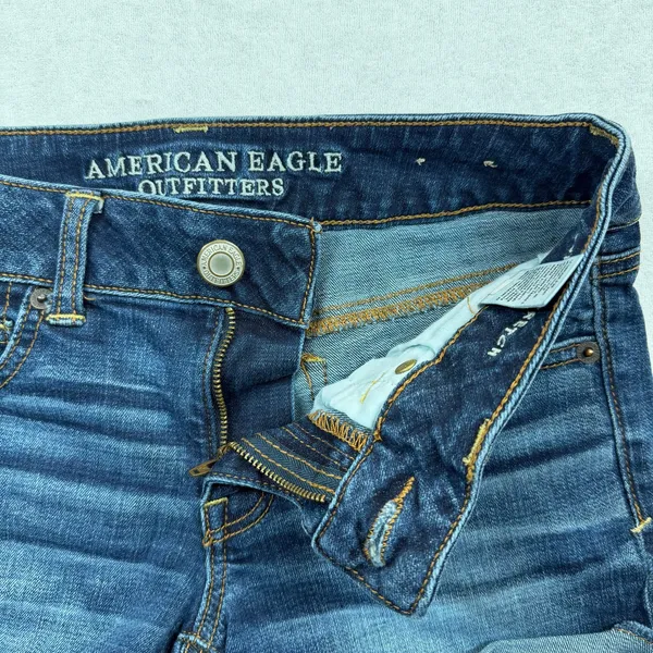 American Eagle Outfitters Denim Shorts Womens 4 Blue Mid Rise Cuffed Stretch - Image 3