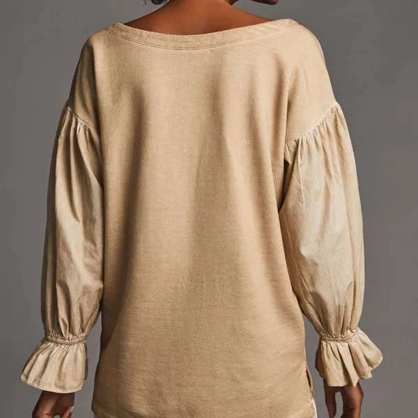 Anthropologie Beige Balloon Sleeve Top - Image 2