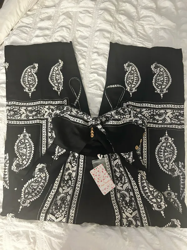 Free People Feel The Sun Jumpsuit NWT Black Paisley Wide Leg Size 2 - Image 4