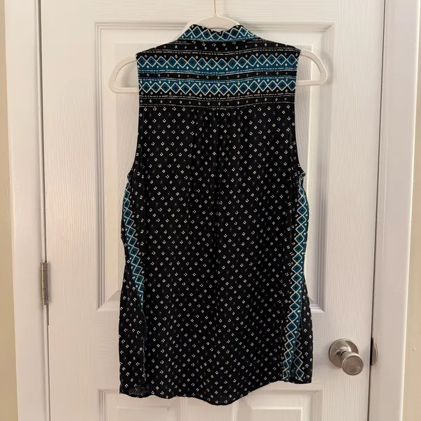 Anthropologie Akemi + Kin Ira Black Printed Motif Sleeveless Tunic Medium - Image 4
