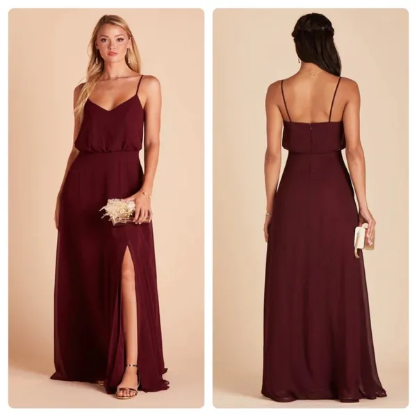 Birdy Grey Gwennie Chiffon Bridesmaid‎ Maxi Dress in Cabernet Red Sz M NEW - Image 2
