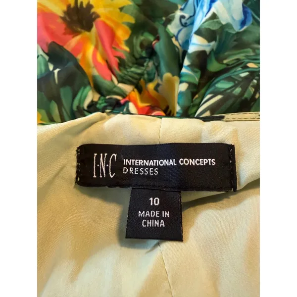INC boho whimsi resort tropical Floral Maxi Dress Green pink flowy beach party y - Image 7