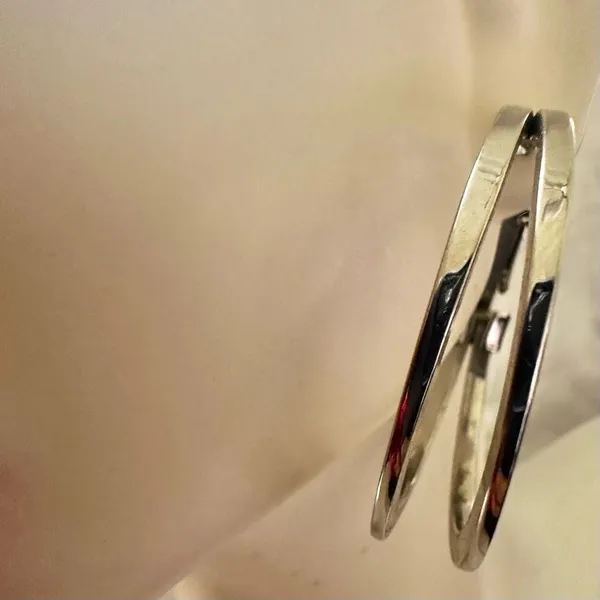 Silver tone double hoop earrings - Image 4