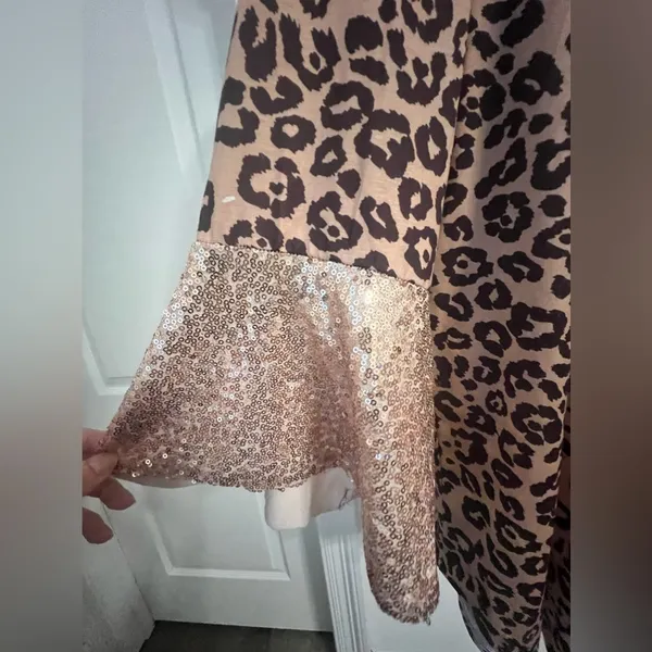 FINAL PRICE Southern Stitch Cheetah Print Top with Rose Gold Sequins - Image 4