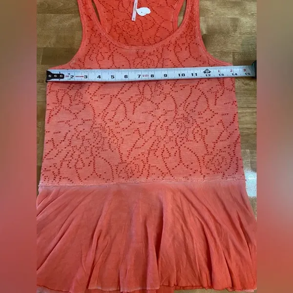 FREE PEOPLE Rally Tank‎ Top Orange Perforated Peplum Summer Tank EUC XS - Image 6