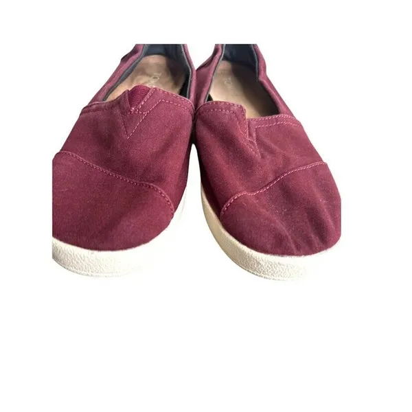 TOMS Alpargata Slip On Sneakers Shoes Size 7.5 Red Maroon Canvas Womens Casual‎ - Image 3