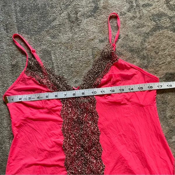 Victoria’s Secret Hot Pink Mesh Leopard Lace Slip Dress Large - Image 9