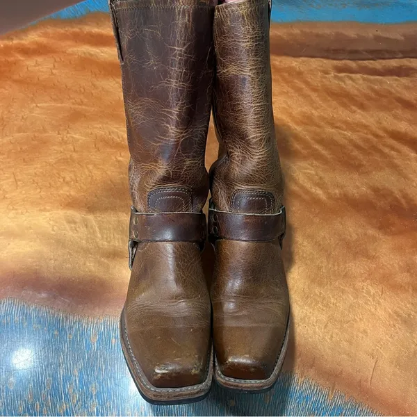Vintage Frye 12R Brown leather Harness Boots USA Cowgirl size 6 - Image 11