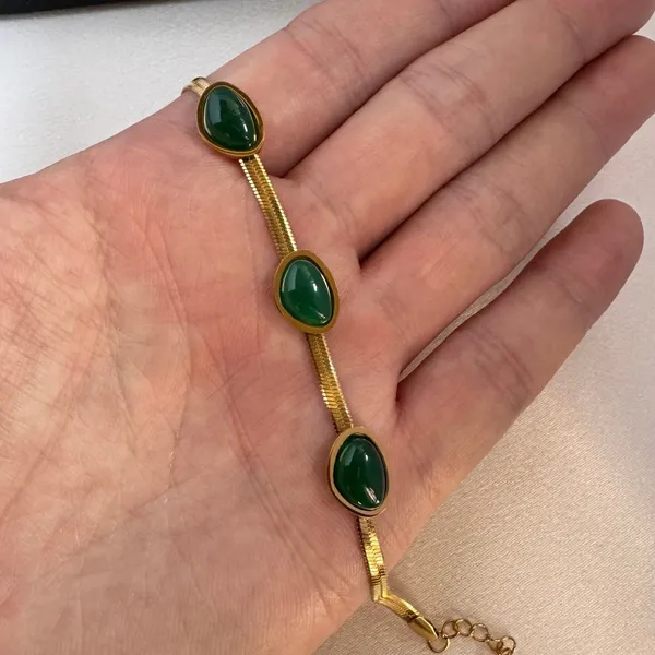 Adjustable Snake Chain Green Crystal Bracelet for Women - Image 5