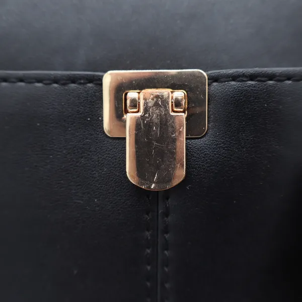 Target Black Faux Leather Satchel Crossbody Handbag Gold Hardware - Image 4