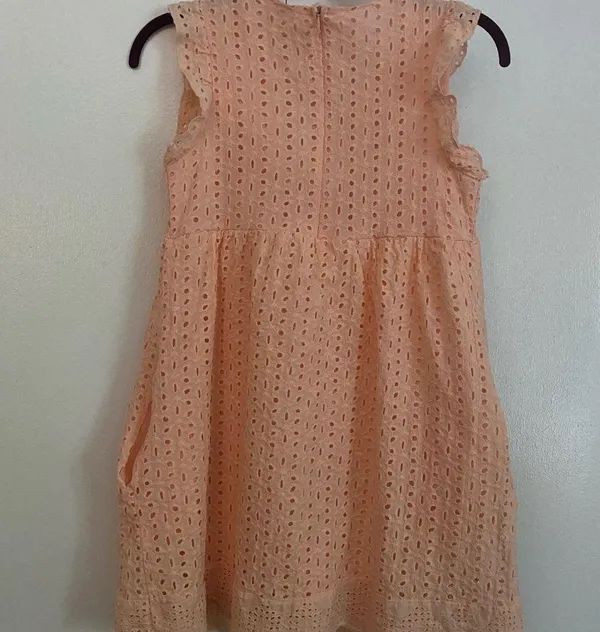 Peach color eyelet babydoll mini dress - small - Image 3