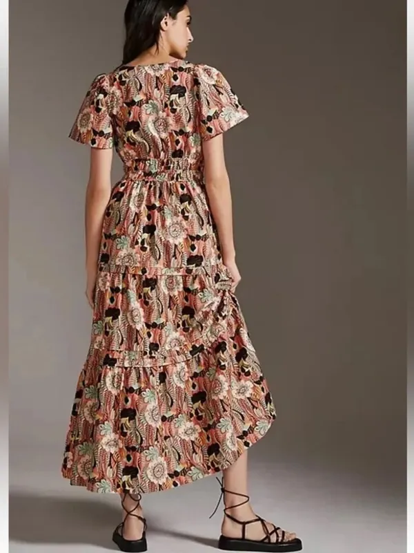 Anthropologie The Somerset Maxi Dress Pink Rose Floral XS NEW - Image 4
