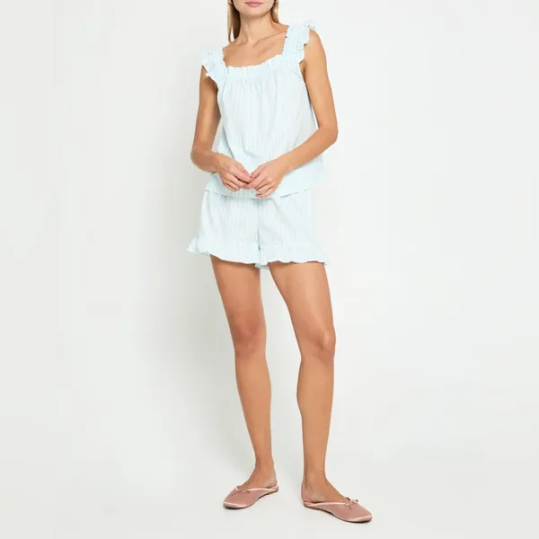 Few Moda kourt Aura Two-Piece Pajama Set -‎ Size M - Mint Stripe - NWT - Image 12