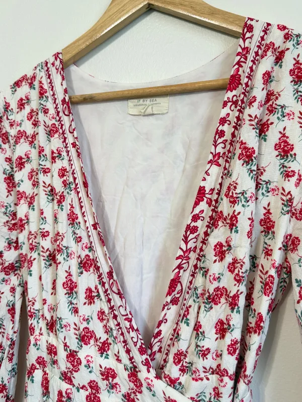 Anthropologie If By Sea Floral Wrap Midi Dress Small - Image 5