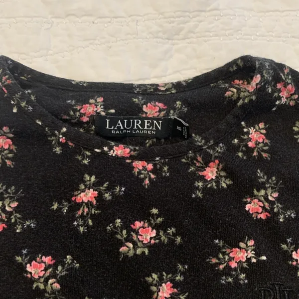 Lauren Ralph Lauren Women's XS Black Floral Top Cotton Viscose - Image 2