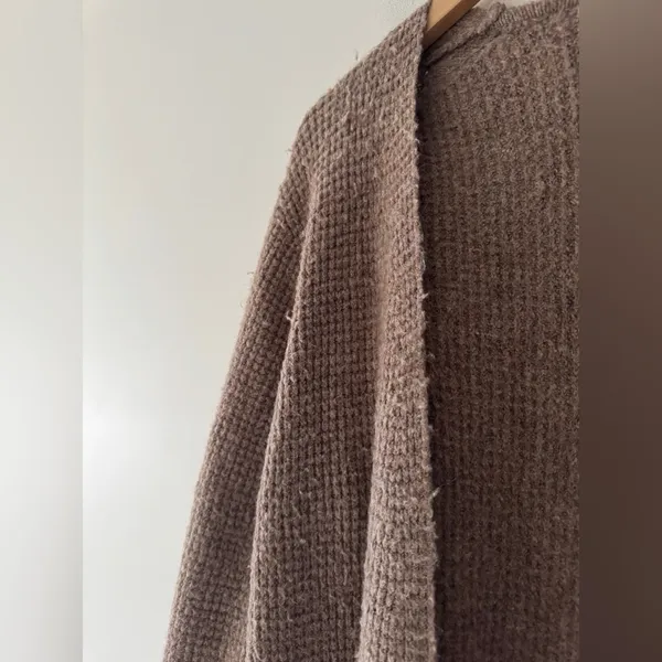 Madewell Wafflestitch Brown‎ Open Cardigan Sweater Alpaca and Merino Wool Cozy - Image 3