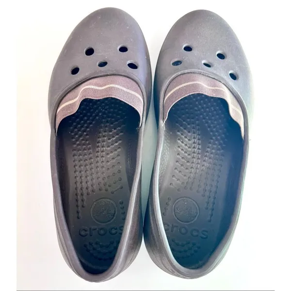 Crocs Juneau Flats Loafers Brown Womens Size 9 Slip On Shoes Elastic Band Rubber - Image 2