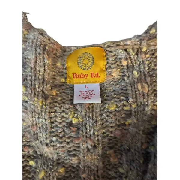 Ruby Rd. Women's Multi Brown Colored Knitted Cardigan - Image 4
