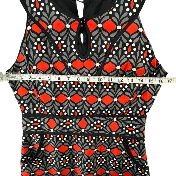 Milly Sheath Dress 2 Black Gray Red Silk Geometric‎ Sleeveless Modern Chic Party - Image 8