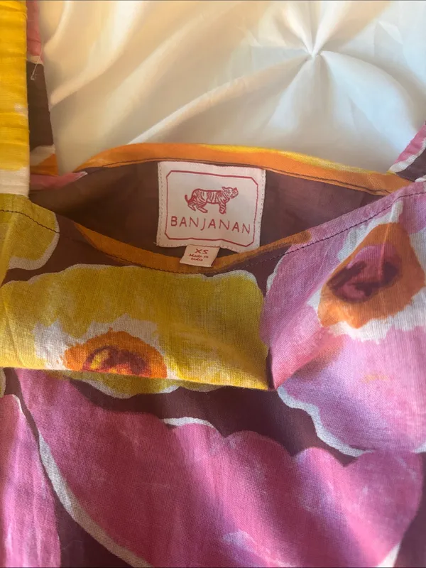 Banjanan Pink Yellow Brown Floral Mini Dress - Image 3