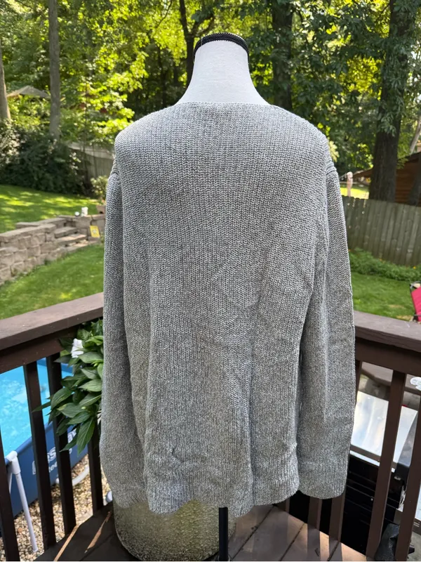 J.Crew Mercantile V-Neck Textured Sweater Top in Gray Heathered Size XL - Image 5