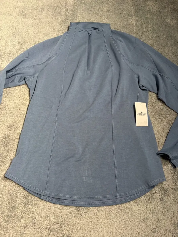 Jockey Quarter-Zip SCUBA 1/4 zip Long Sleeve Top blue NEW NWT MSRP$50 medium - Image 5