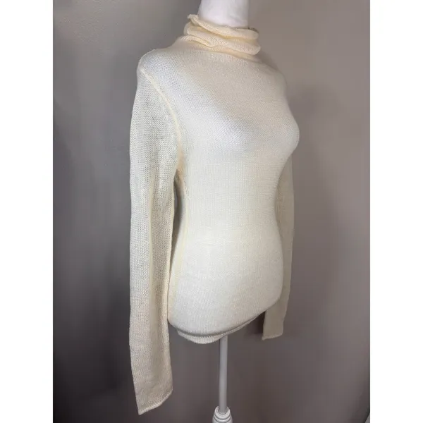 Zara SRPLS Turtleneck Sweater Womens‎ S Cream Sheer Open Knit Minimalist Neutral - Image 2