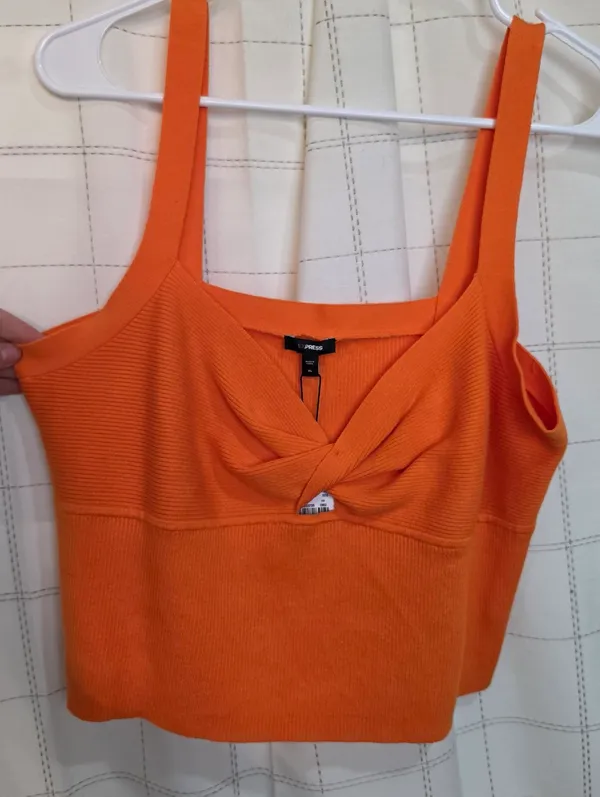 Express Ribbed Twist Front Cutout Sweater Tank - Image 2