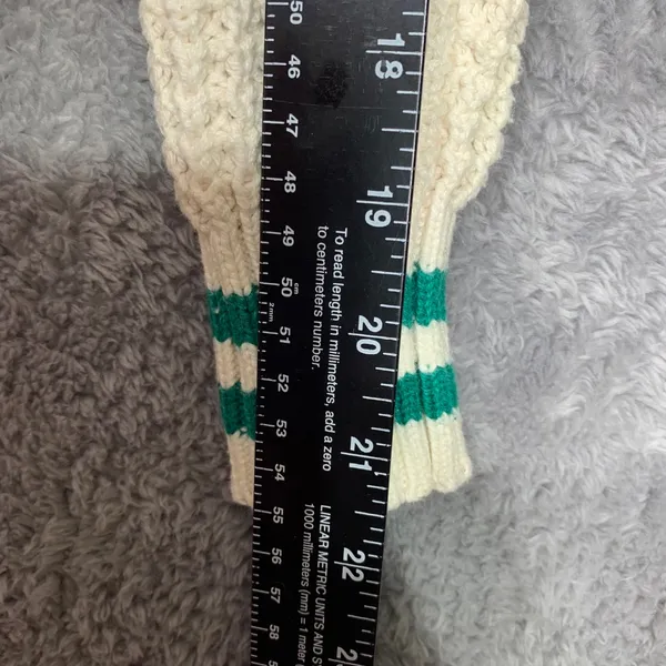 American Eagle Sweater Womens XS Cream Green Varsity Striped Cable Knit Crewneck - Image 4