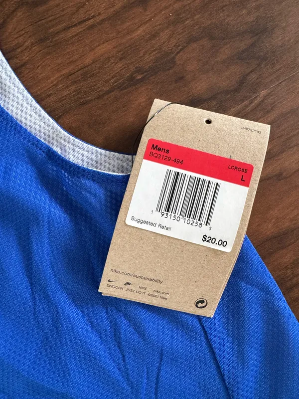 Men’s Blue and white Nike reversible tank - Image 2