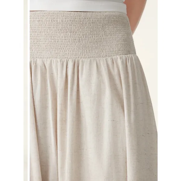 New OGL Women's Size S Ivory Beige European Smocked Waist Skirt With Pockets - Image 2