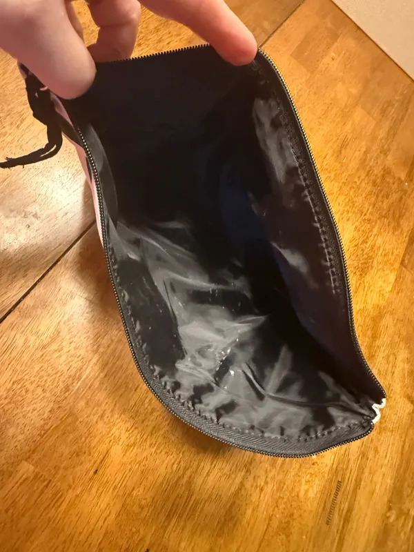 Victoria's Secret Striped Zippered Fabric Makeup Bag in White and Black - Image 2