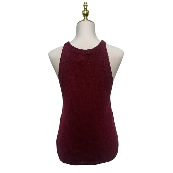Maeve Halter Knit Tank Top Burgundy‎ Red 100% Cotton Sz M Anthropologie Boho - Image 5