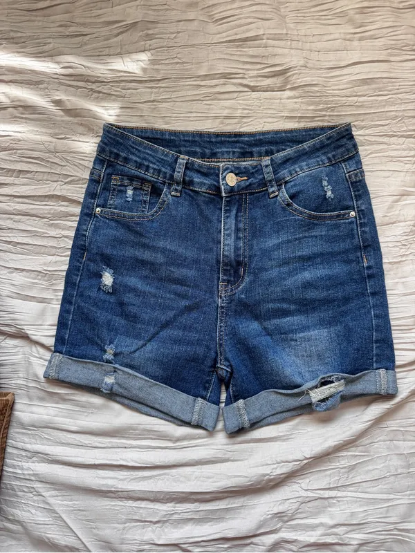 SHEIN Blue Denim High-Waist Jean Shorts - Image 4